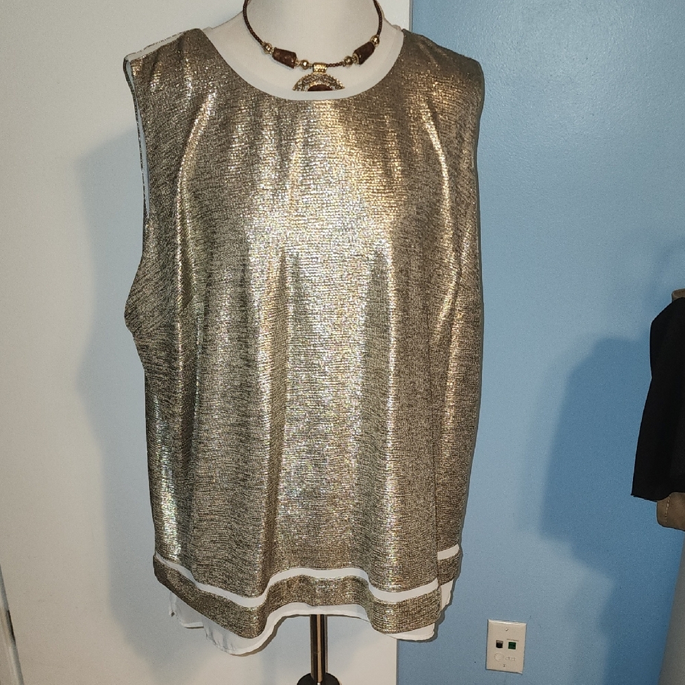 Calvin Klein Shimmering Gold Sleeveless Blouse
